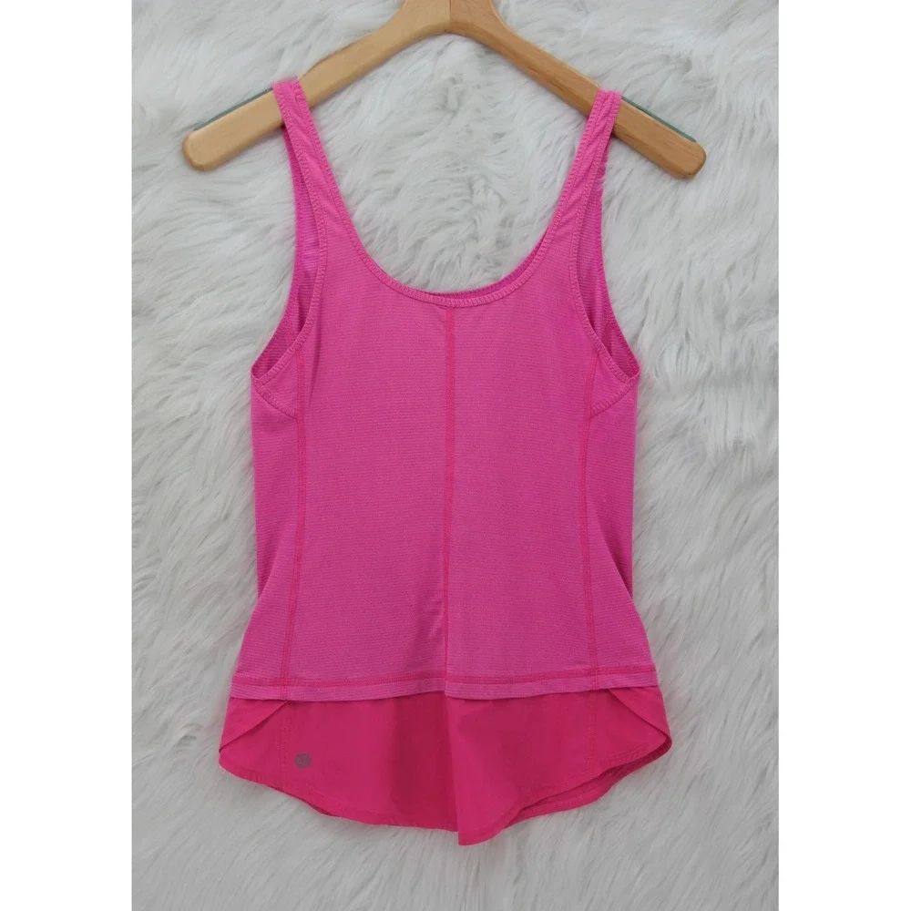 Lululemon Run Mod Moves Singlet Tank Top Raspberry Glo Pink Size 6 Athleisure